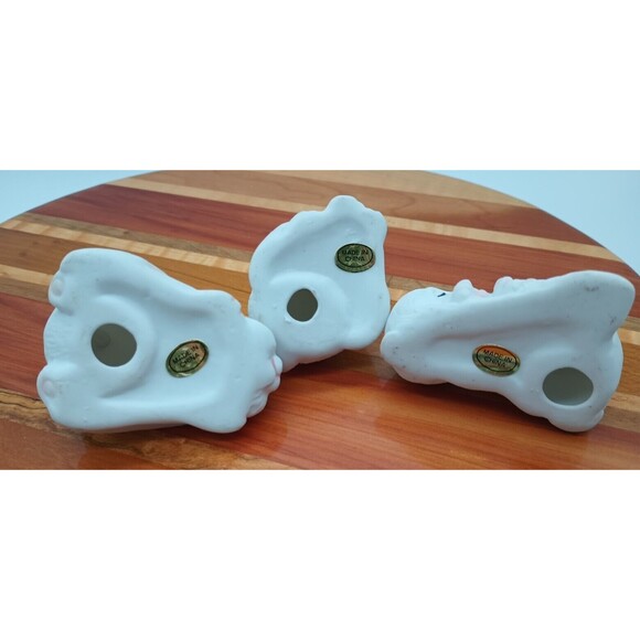 Vtg Trio Of White Bunny Figurines Long Ears Sleepy Cute Easter Spring Cute - Picture 6 of 7